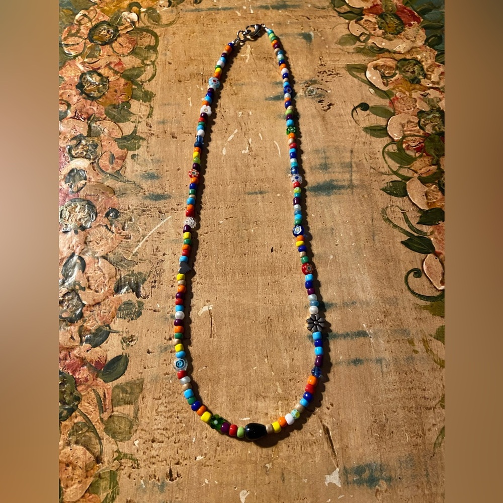Love Beads Colorful Beaded Necklace (“Flower Power”)
